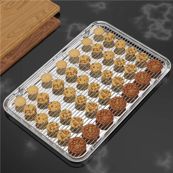 Large Set Baking Sheet and Cooling Rack Set, Bastwe 24L x 16W x 1H inch - Picture 7 of 8